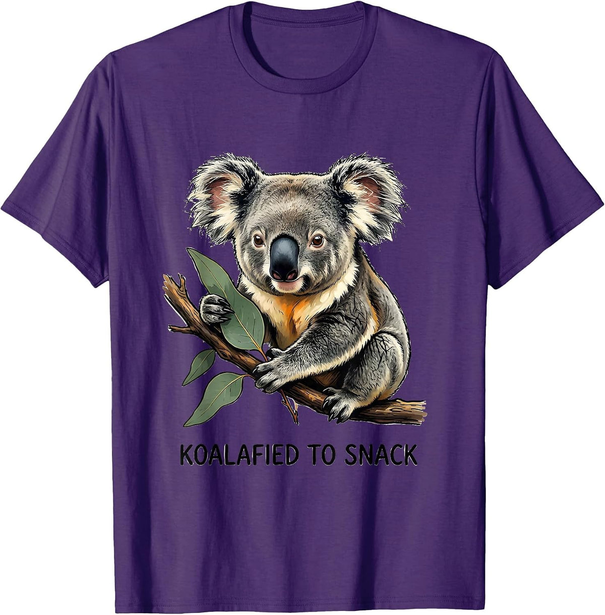 Koalafied To Snack Funny Koala Pun Animal Lover Humor T-Shirt - Purple