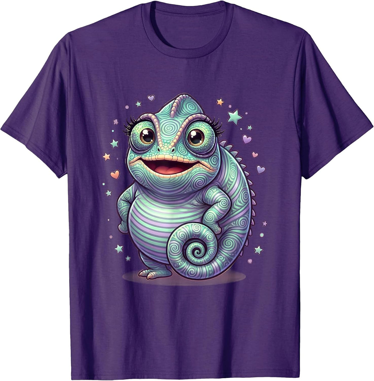 Men's Kids Tie Dye Chameleon Swirling Spiral Pattern T-Shirt - Purple