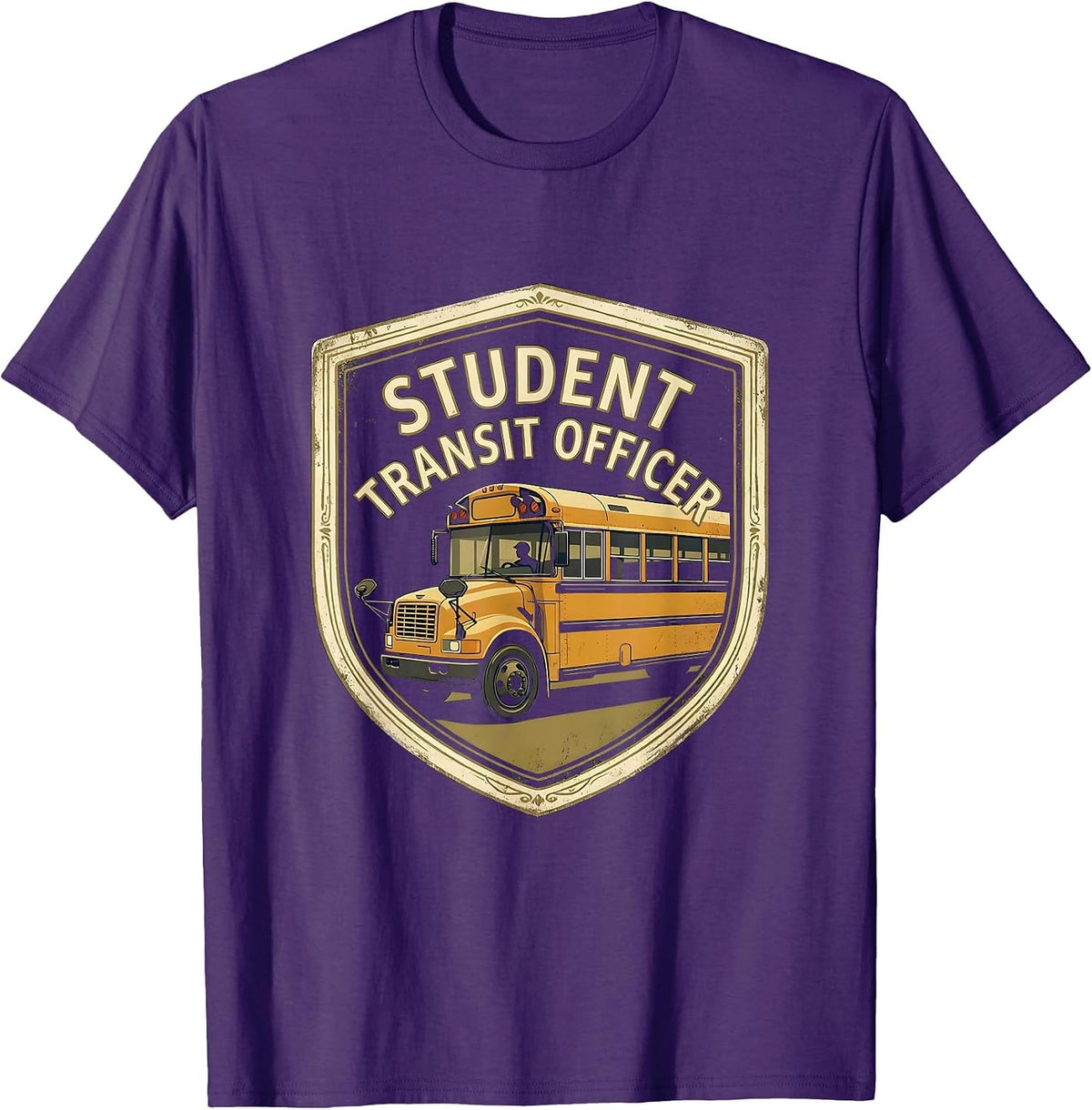 Student Transit Officer Vintage School Bus Driver T-Shirt - Purple