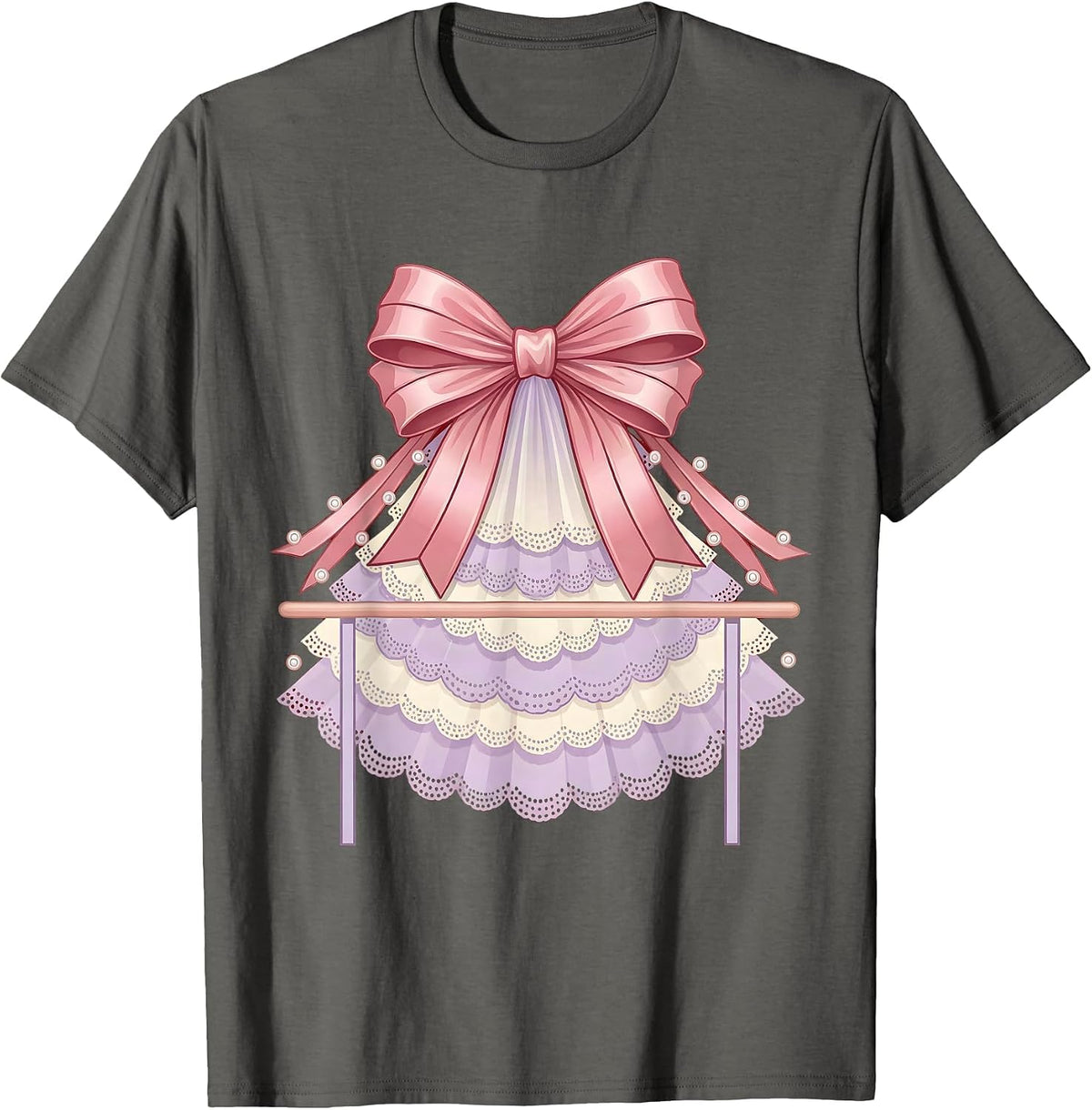 Men's Balletcore Tulle Skirt Ballet Barre Graphic T-Shirt - Asphalt Grey