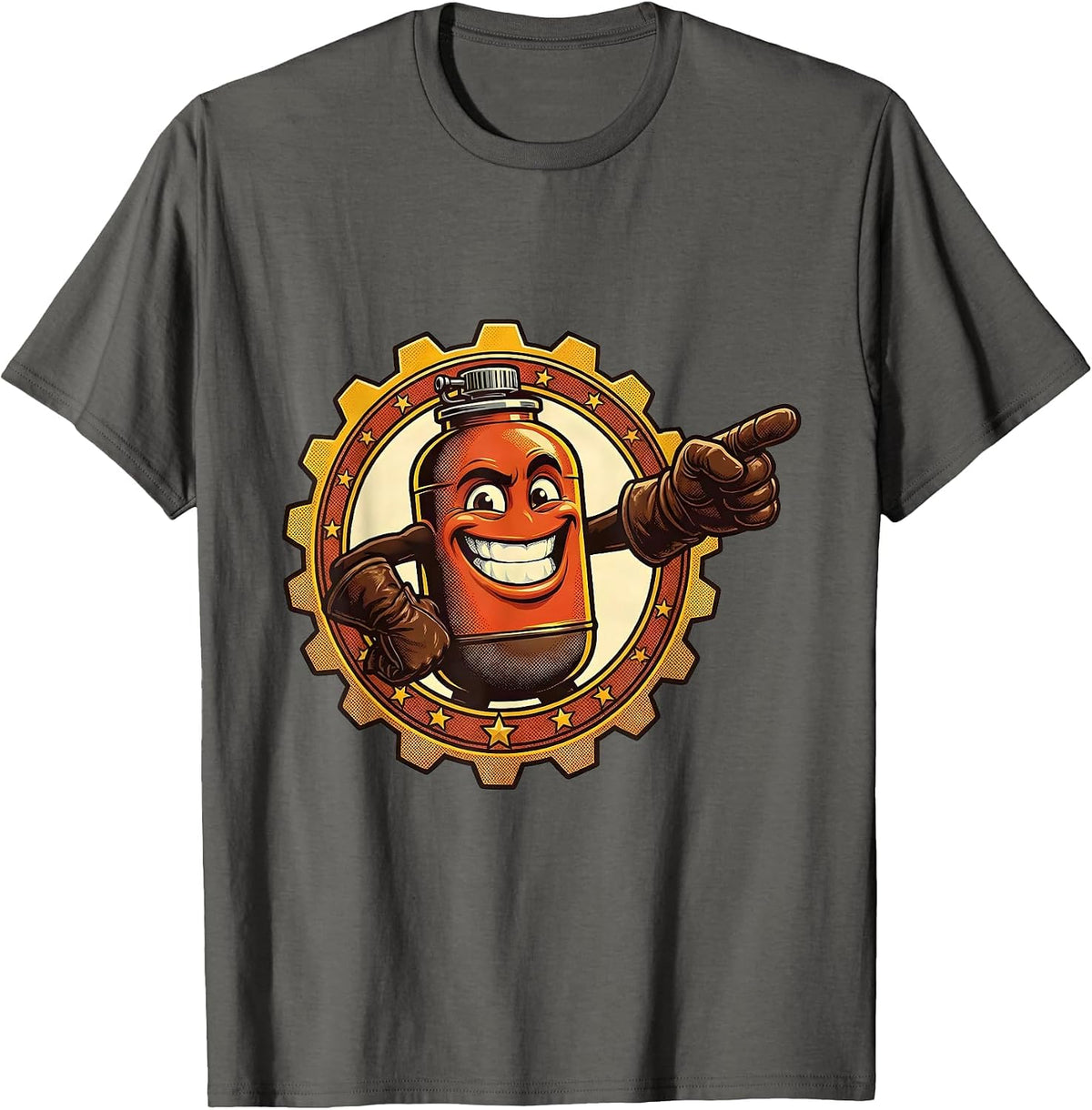 Men's Labor Day Blowtorch Gloved Hands Illustration T-Shirt - Asphalt Grey