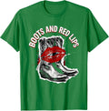 Men's Boots and Red Lips Nashville Women Design T-Shirt - Kelly Green