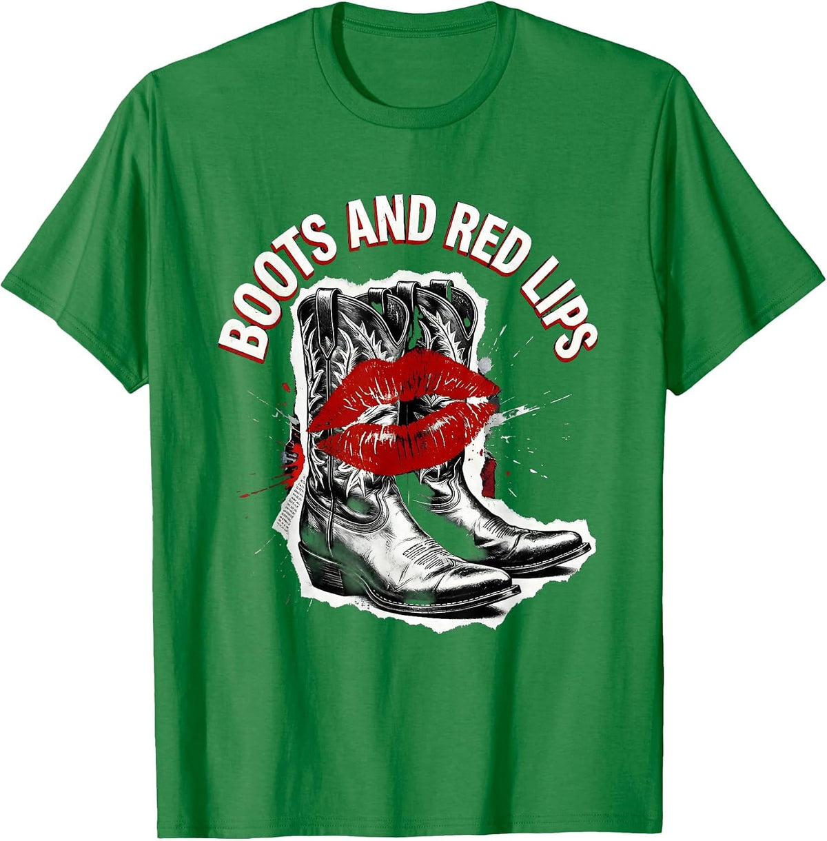 Men's Boots and Red Lips Nashville Women Design T-Shirt - Kelly Green