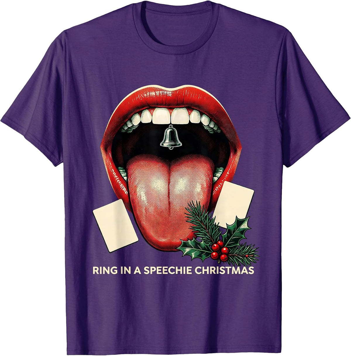 Ring in a Speechie Christmas Whimsical Professional Humor T-Shirt - Purple