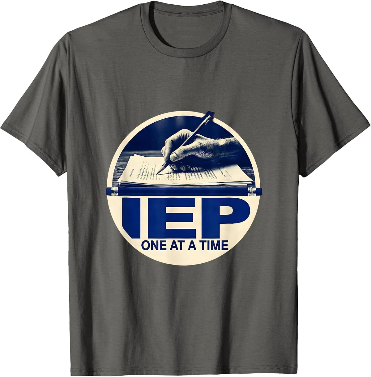 One IEP at a Time Sped Teacher Design T-Shirt - Asphalt Grey