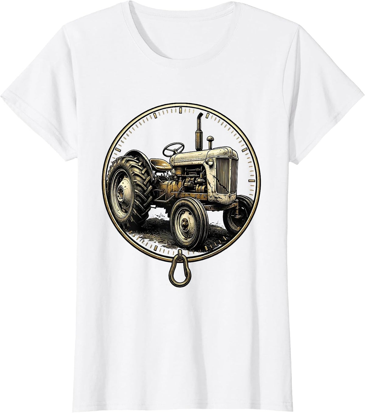 Vintage Tractor Emblem Farmer Farm Pride T-Shirt - White