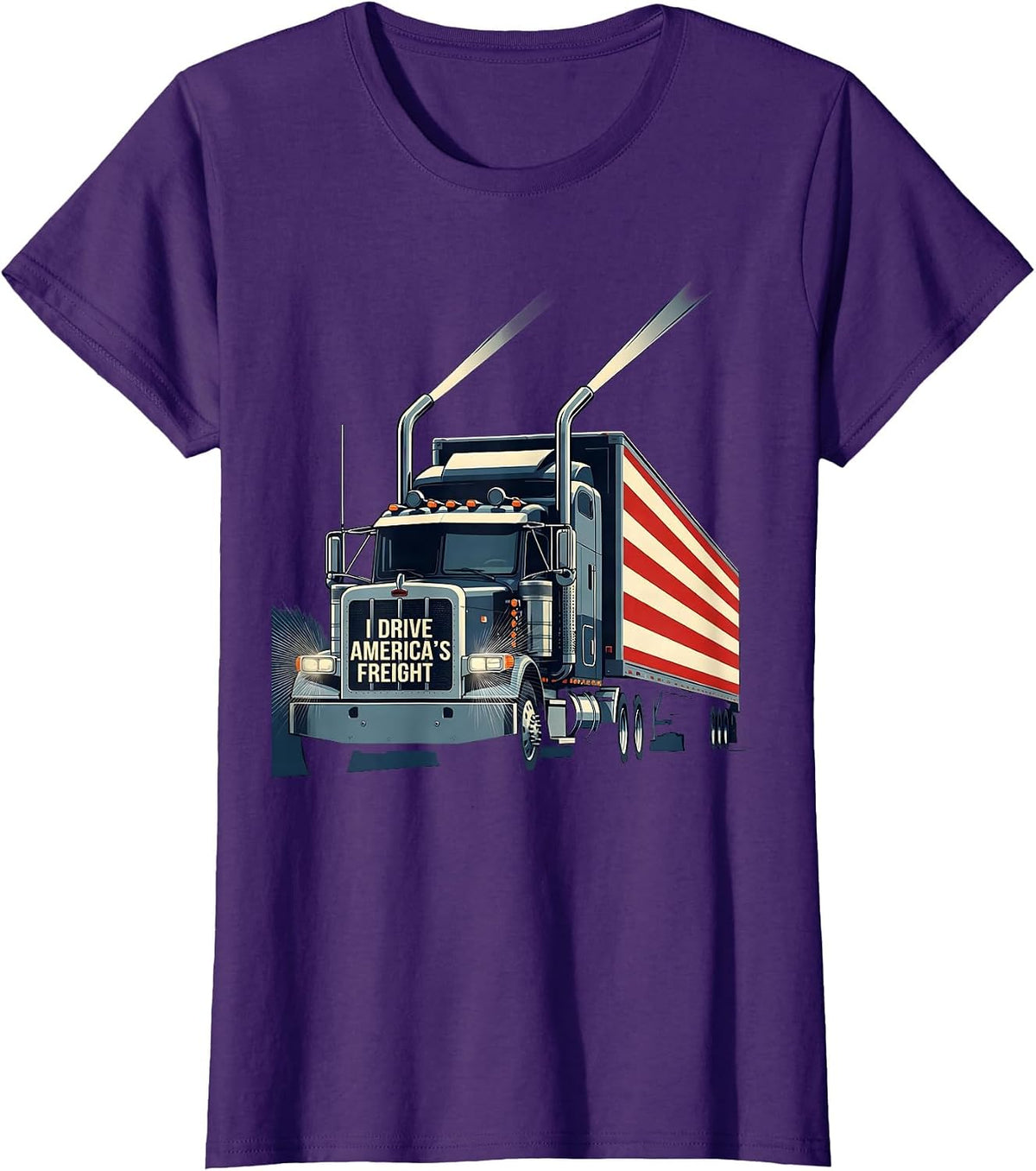 Women's I Drive America's Freight Patriotic Semi Truck Driver T-Shirt - Purple