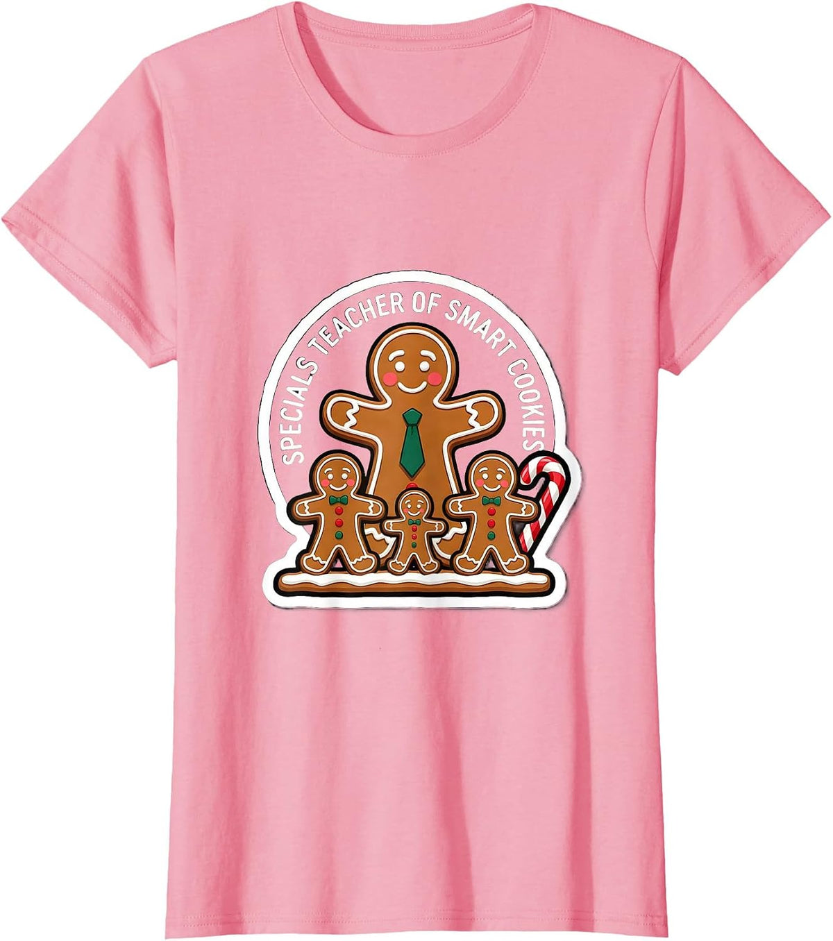 Women's Specials Teacher Of Smart Cookies Cute Gingerbread Christmas T-Shirt - Pink