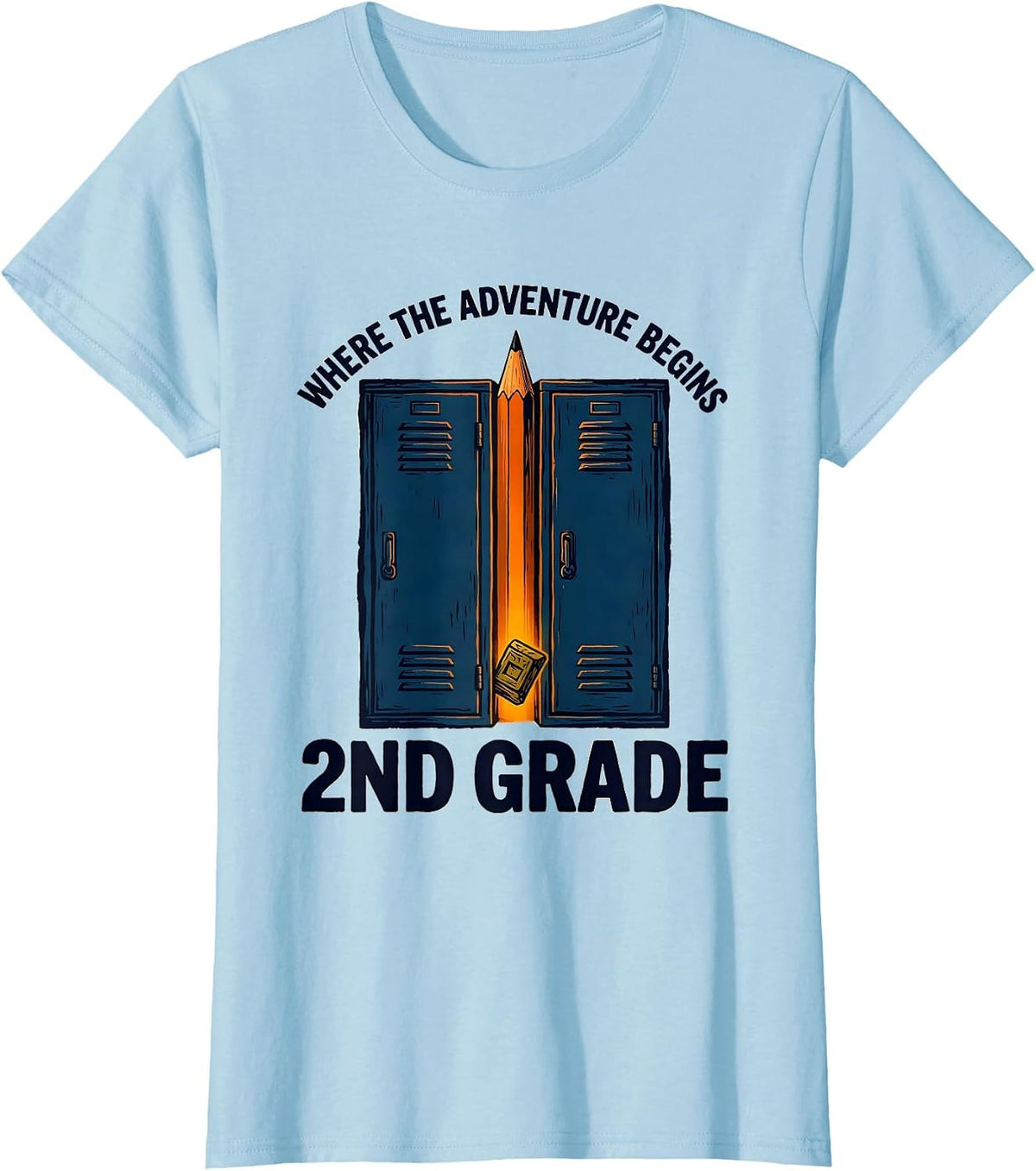 Where The Adventure Begins 2nd Grade Teacher Back To School T-Shirt - Baby Blue