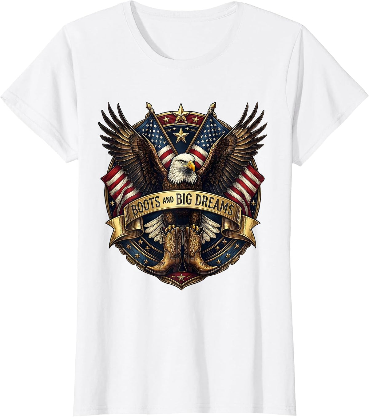 Women's Boots and Big Dreams Cowboy Graphic T-Shirt - White