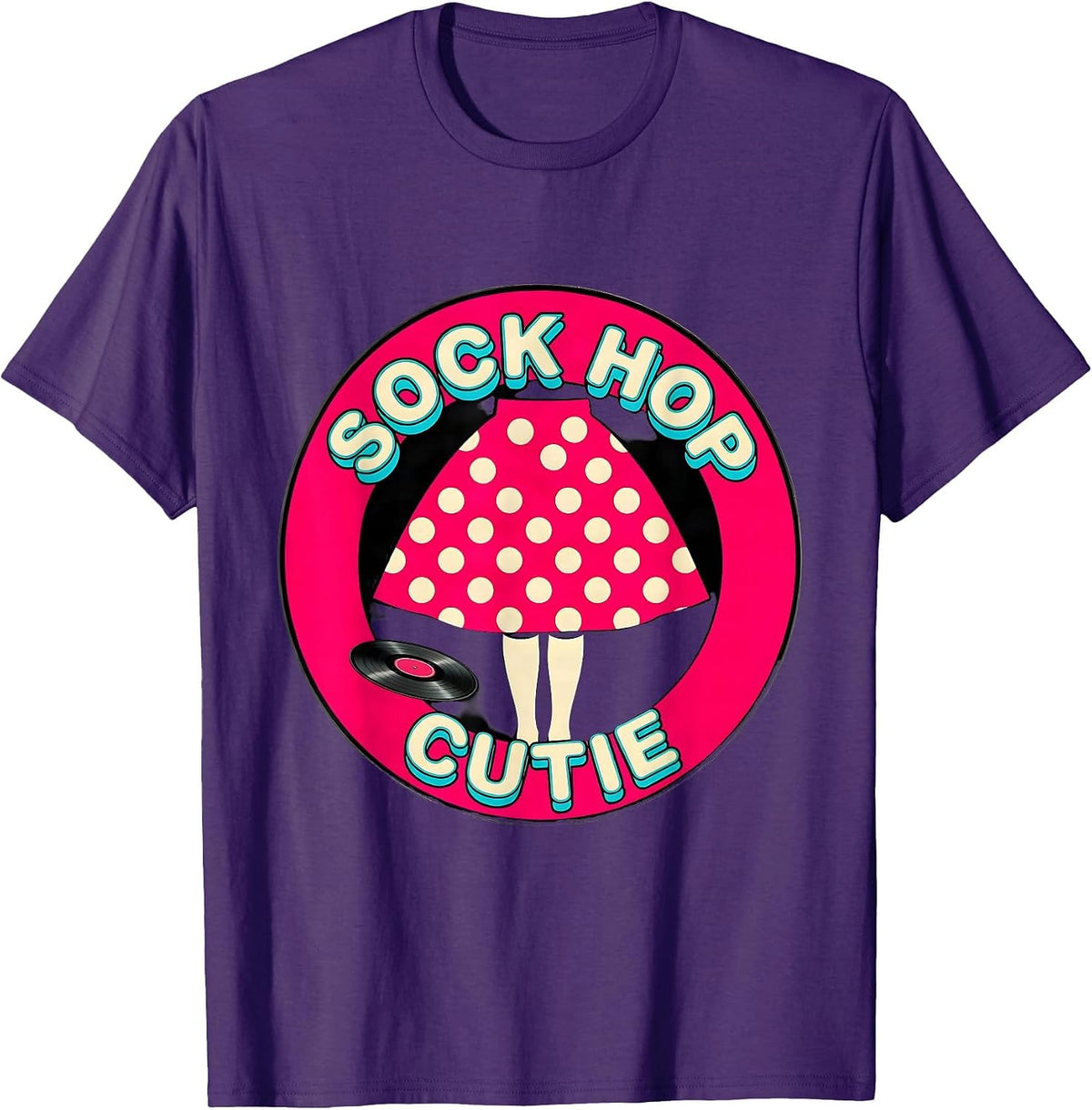 Sock Hop Cutie 50s Poodle Skirt Halloween Costume Party T-Shirt - Purple