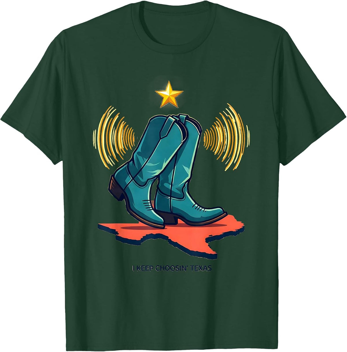 Men's I Keep Choosin Texas Western Pride Cowboy Boot Country T-Shirt - Dark Green