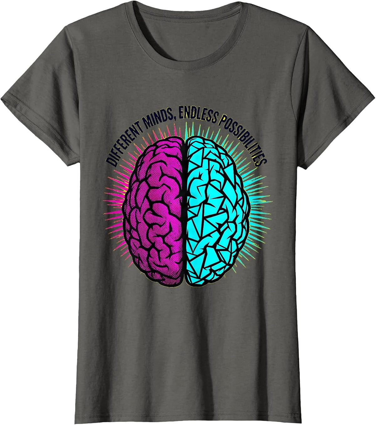 Women's Different Minds Endless Possibilities Special Ed Design T-Shirt - Asphalt Grey