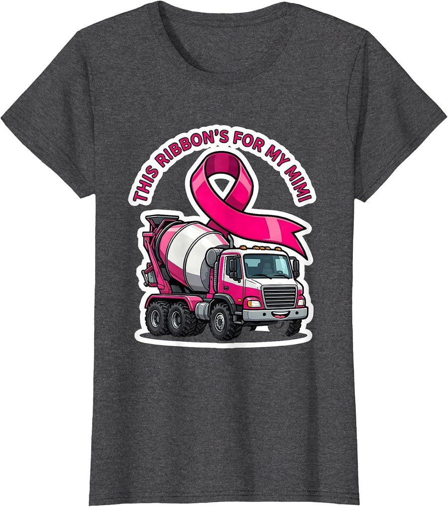 Women's This Ribbon's For My Mimi Breast Cancer Awareness Monster T-Shirt - Dark Heather Grey