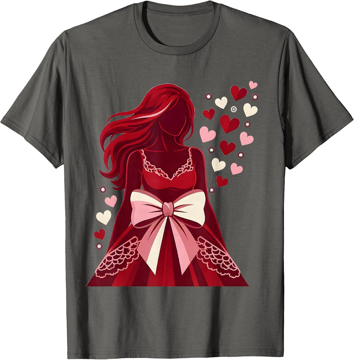 Men's Mimi Love Hearts Silhouette Graphic Design T-Shirt - Asphalt Grey
