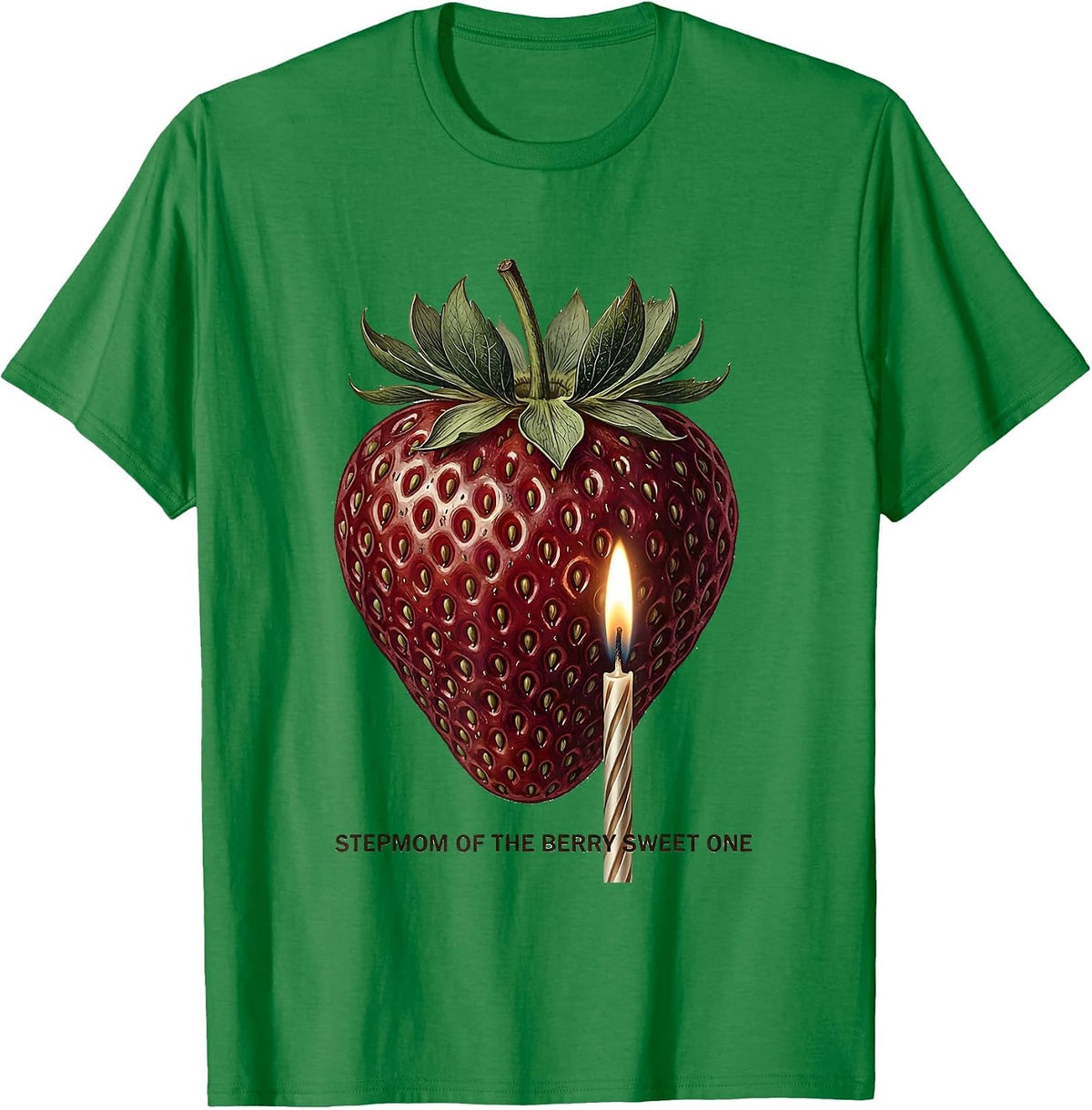 Men's Stepmom Of The Berry Sweet One Botanical Family First T-Shirt - Kelly Green
