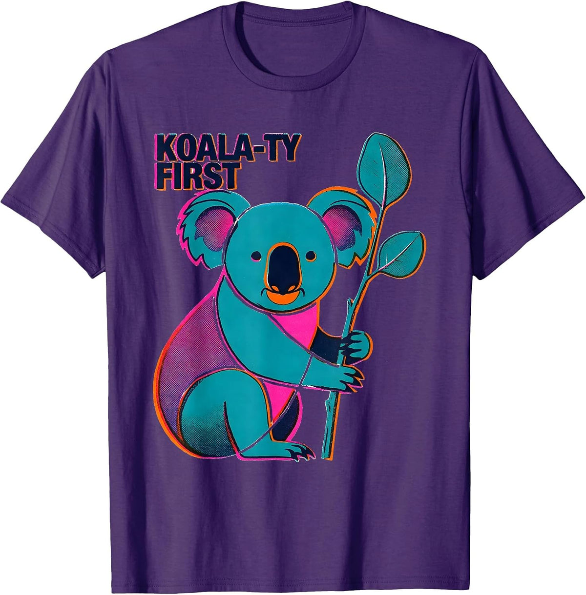 Men's Koala-ty First Funny Koala Lover Animal Humor T-Shirt - Purple