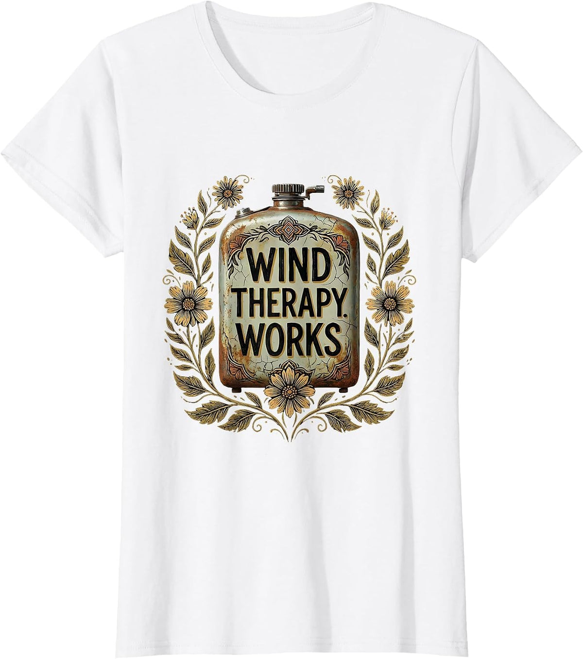 Wind Therapy Works Motorcycle Rider Design T-Shirt - White