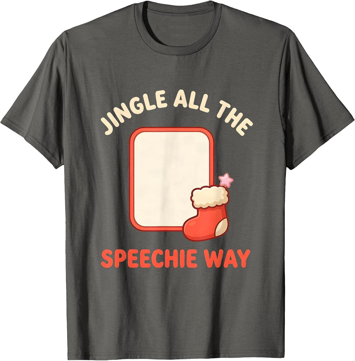 Jingle All the Speechie Way Cute Kawaii Christmas Speech T-Shirt - Asphalt Grey