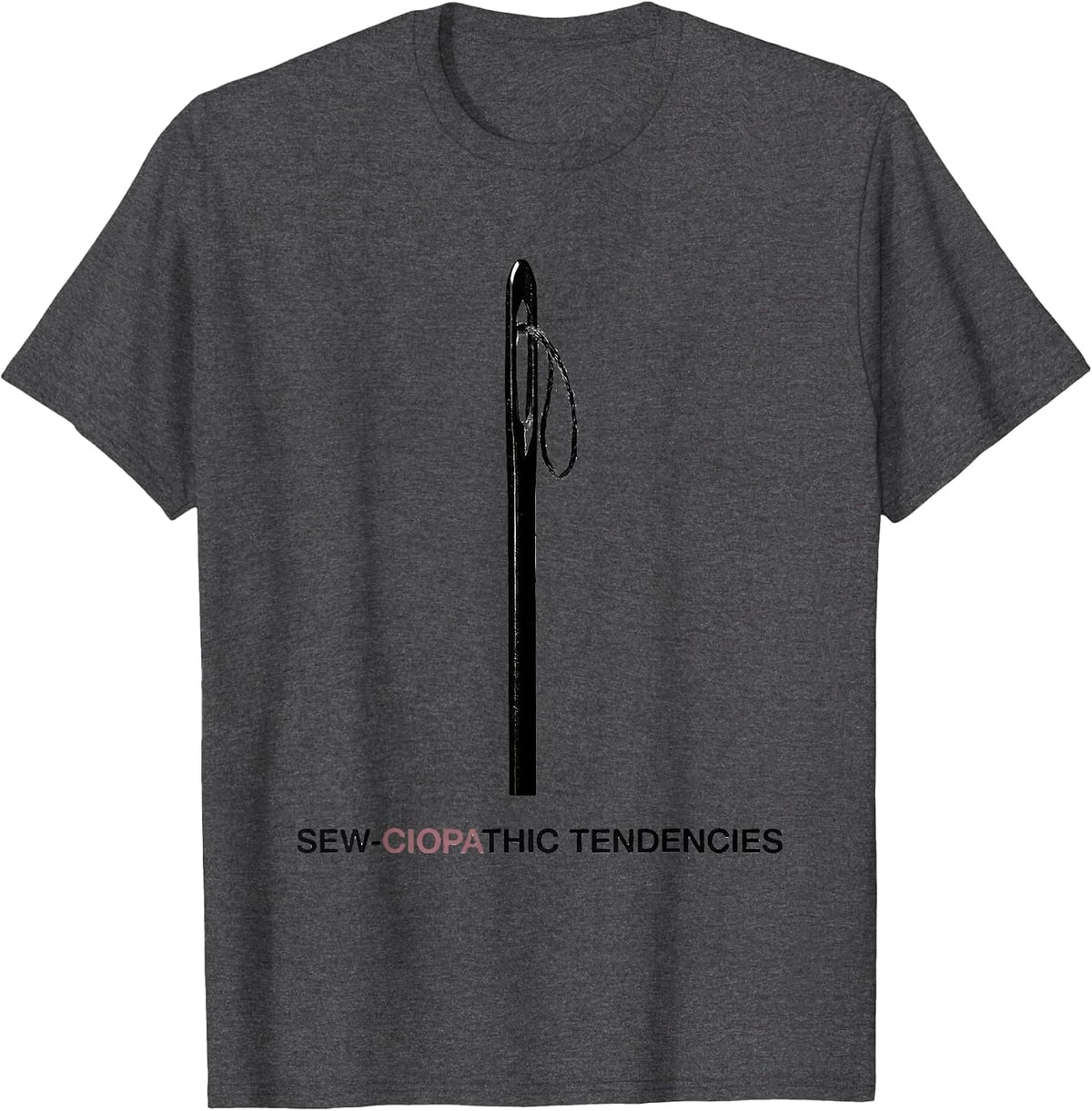 Sew-ciopathic Tendencies Minimal Sewing Design T-Shirt - Dark Heather Grey