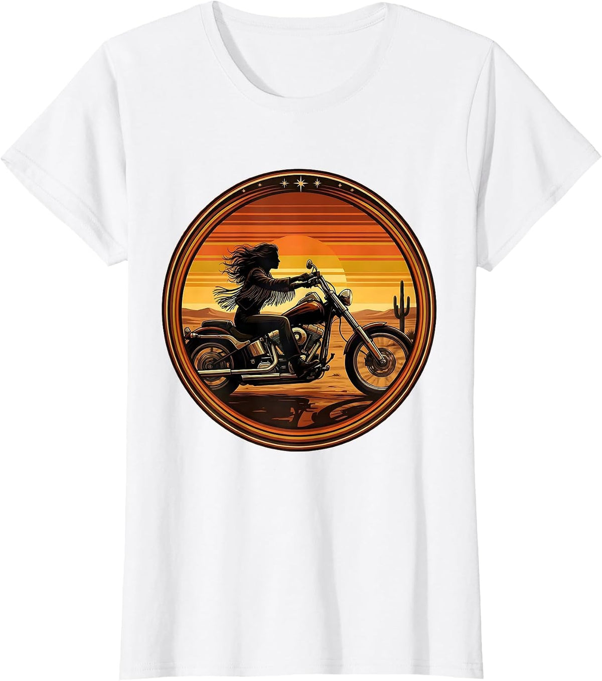 Desert Rider Motorcycle Speed Illustration T-Shirt - White