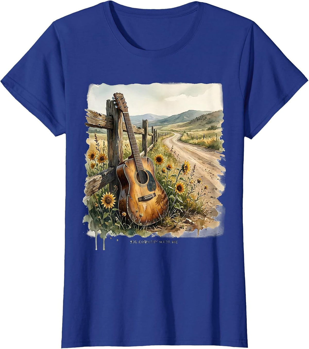 Women's 90s Country Made Me Nostalgic Music Design T-Shirt - Royal Blue