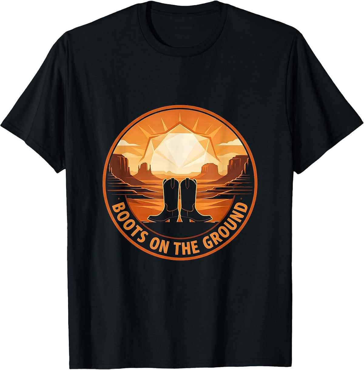 Men's Boots On The Ground Western Design T-Shirt - Black
