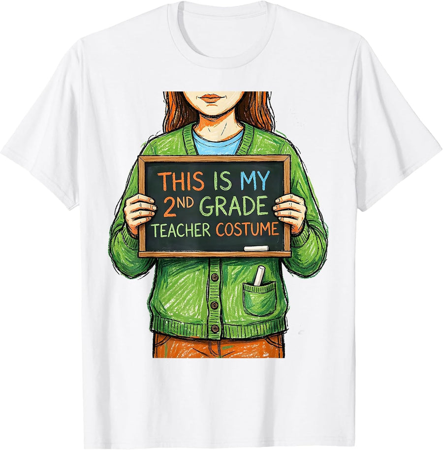 Men's This Is My 2nd Grade Teacher Costume Funny Halloween T-Shirt - White