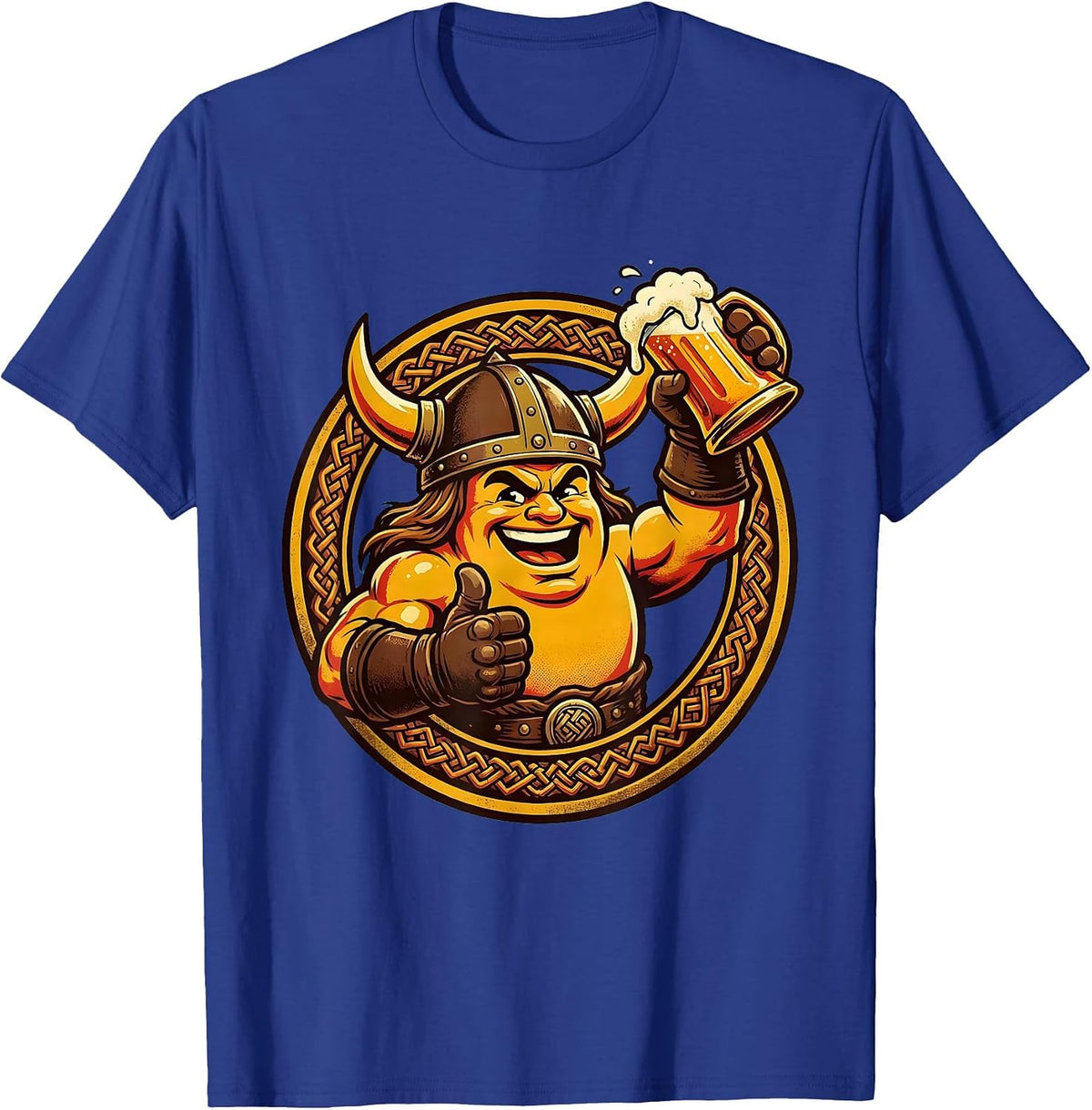 Men's Viking Warrior Beer Toast Graphic Tee T-Shirt - Royal Blue