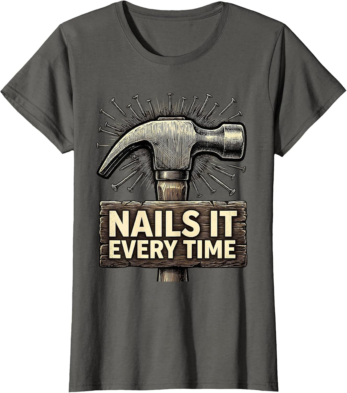 Women's Nails It Every Time Nail Tech Design T-Shirt - Asphalt Grey