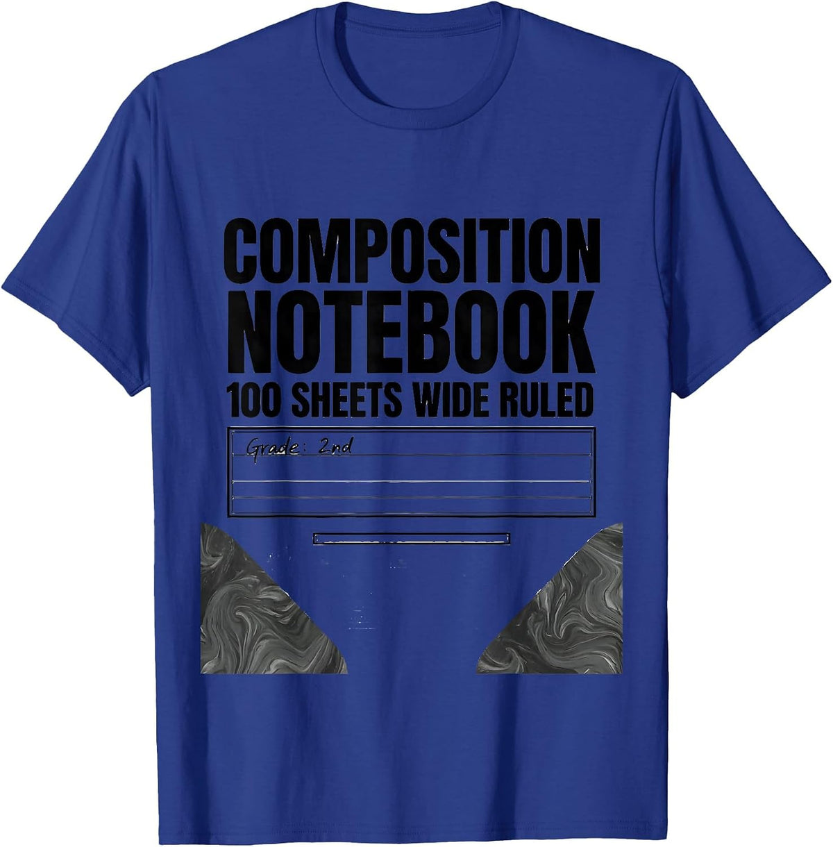Men's Composition Notebook 100 Sheets Wide Ruled — Grade: 2nd T-Shirt - Royal Blue