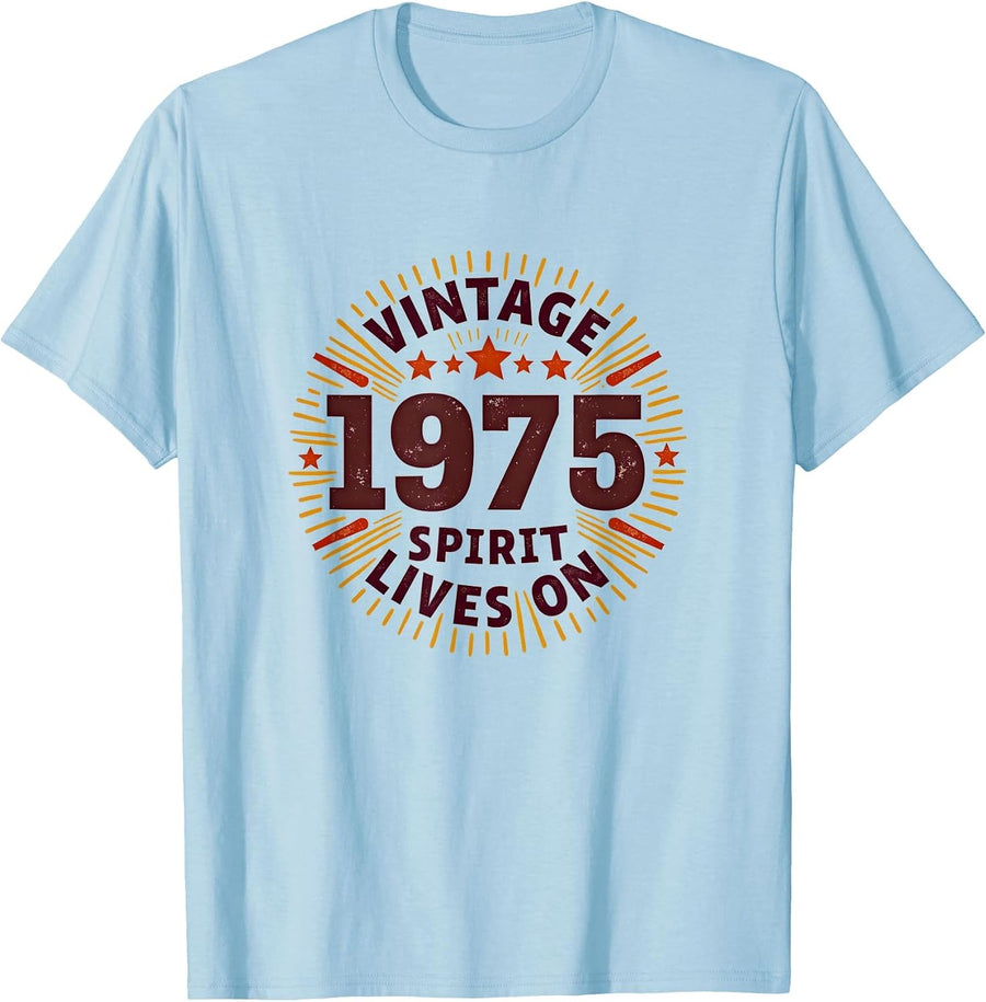 Vintage 1975 Spirit Lives On Retro Design T-Shirt - Baby Blue