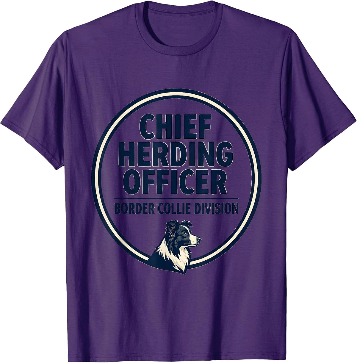 Men's Chief Herding Officer, Border Collie Division Funny T-Shirt - Purple