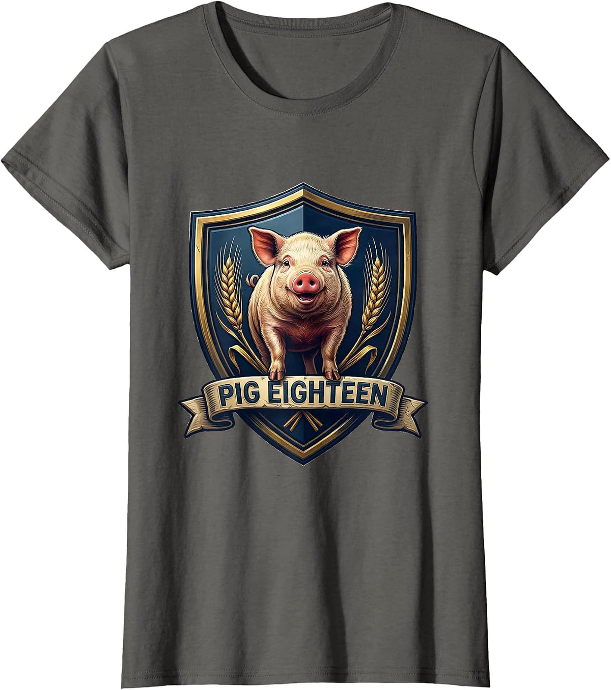 Women's Pig Eighteen Cute Pig Lover Family Matching Outfit T-Shirt - Asphalt Grey