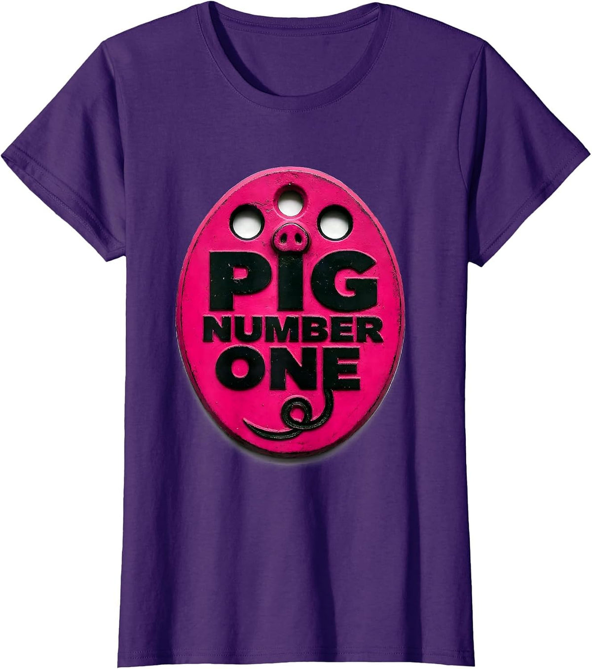 Women's Pig Number One Funny Pig Lover Novelty Humor T-Shirt - Purple