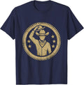 Cowgirl Tipping Hat Star Western Graphic Design T-Shirt - Navy Blue