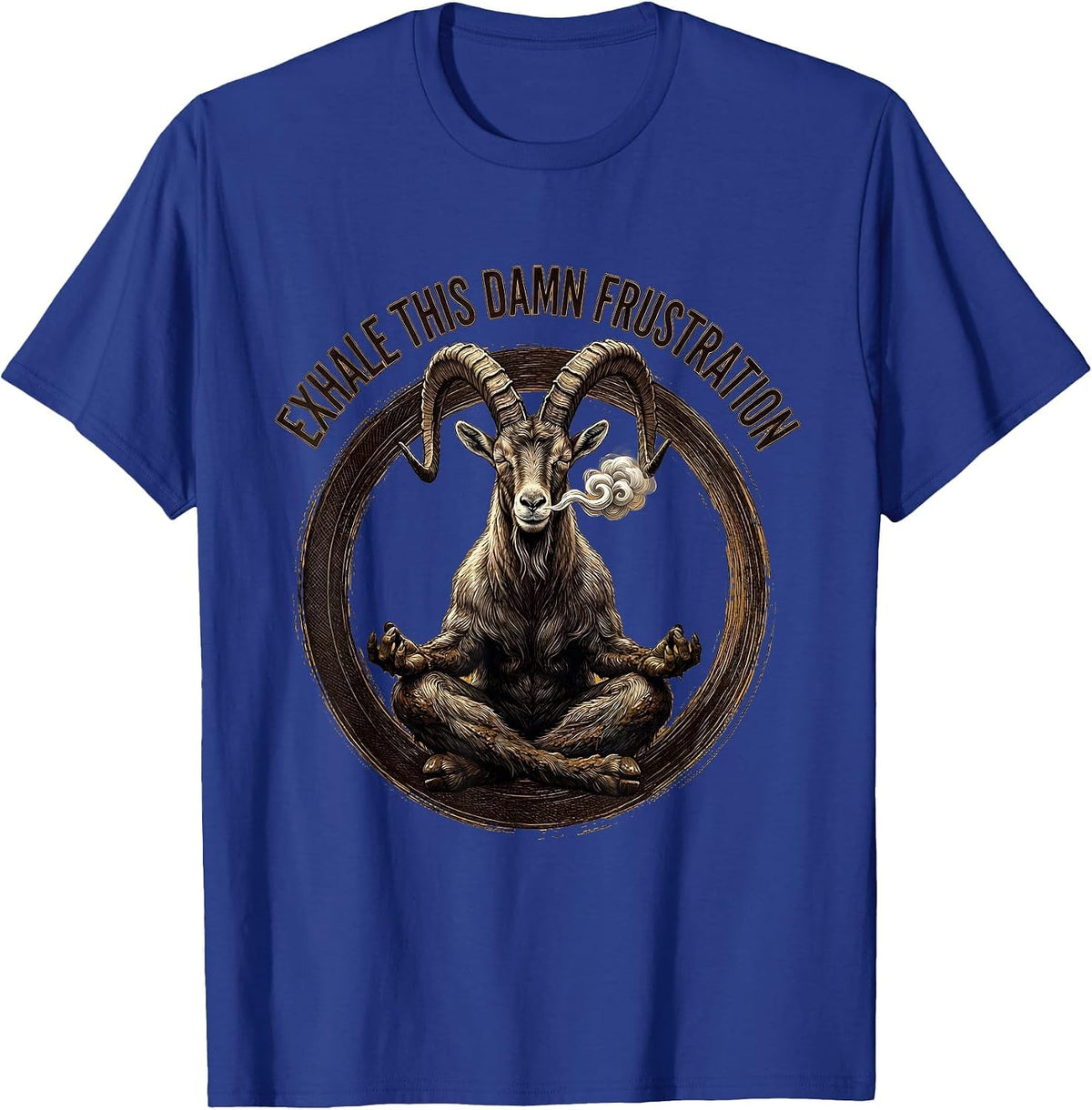 Exhale This Damn Frustration Funny Yoga Meditation Spiritual T-Shirt - Royal Blue