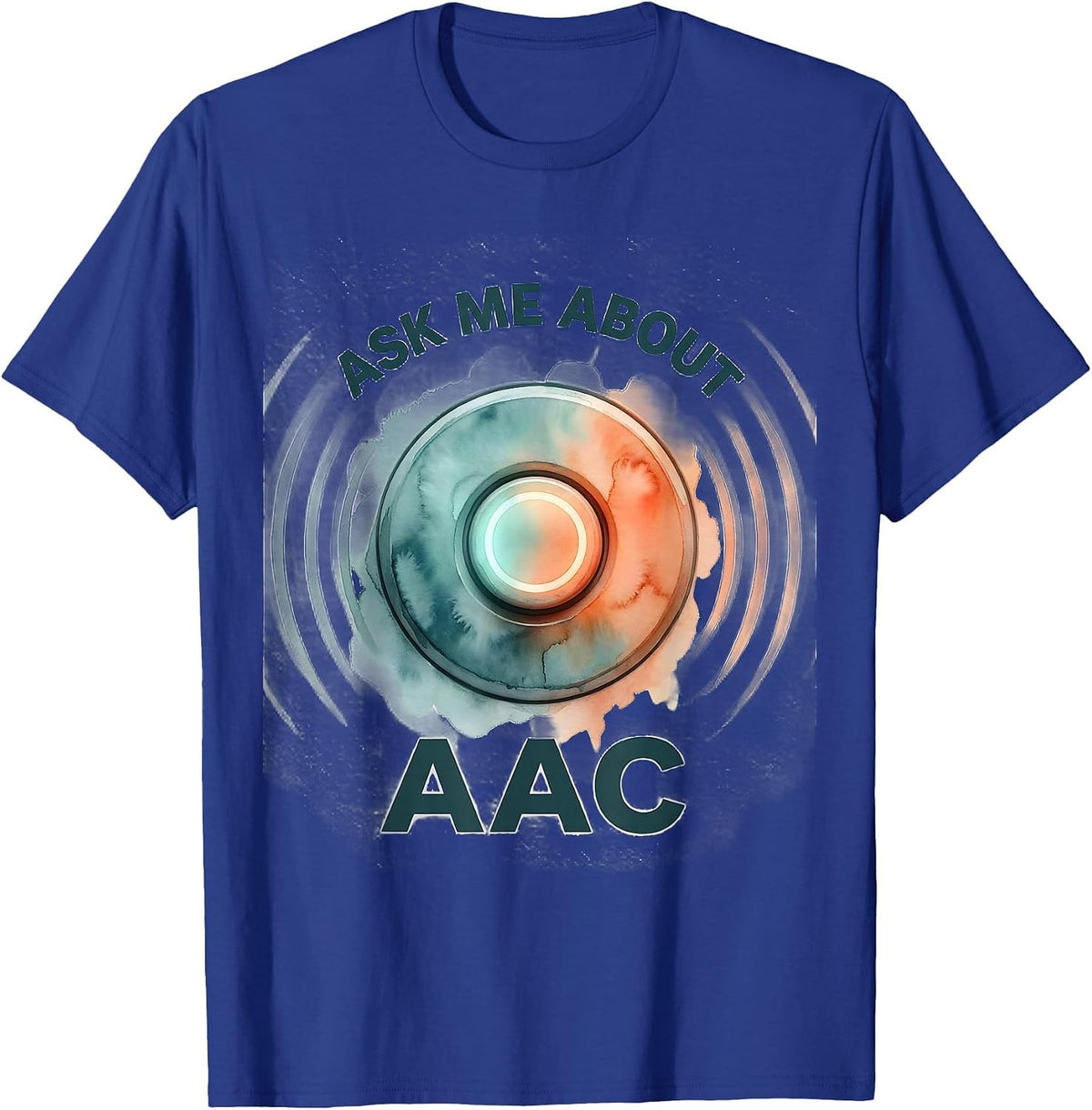 Men's Ask Me About AAC Watercolor Speech Therapy SLP Teacher T-Shirt - Royal Blue