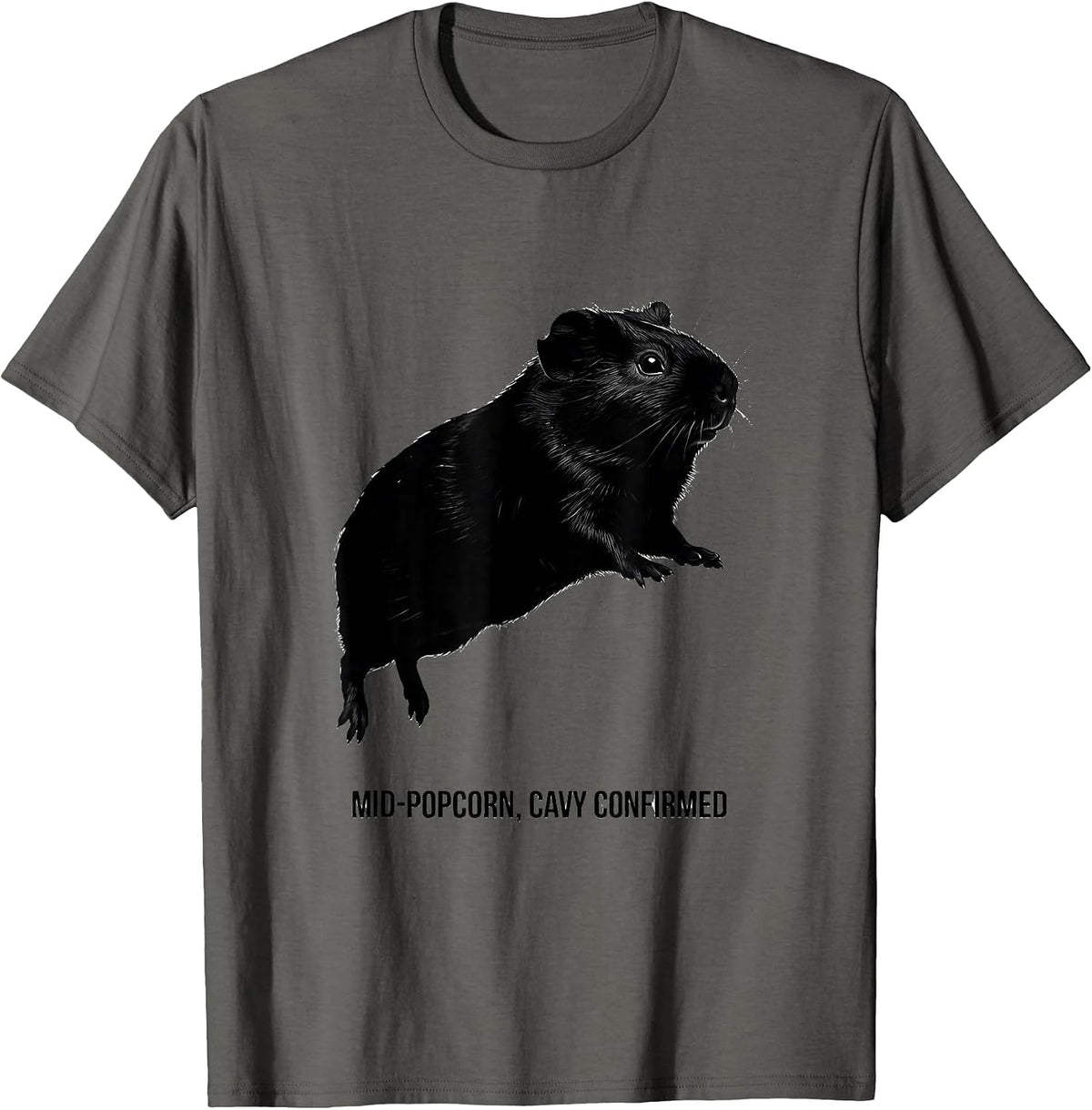 Men's Mid-Popcorn, Cavy Confirmed Funny Pig Lover Humor T-Shirt - Asphalt Grey