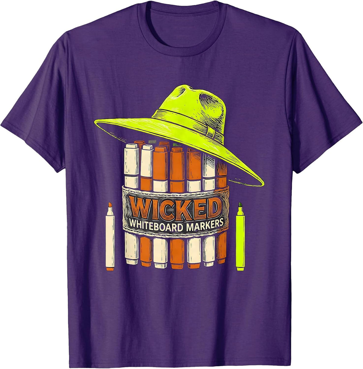 Wicked Whiteboard Markers Funny Teacher Halloween School T-Shirt - Purple