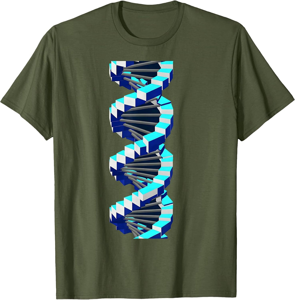 Men's DNA Double Helix Infinity Science Teacher Design T-Shirt - Olive Green
