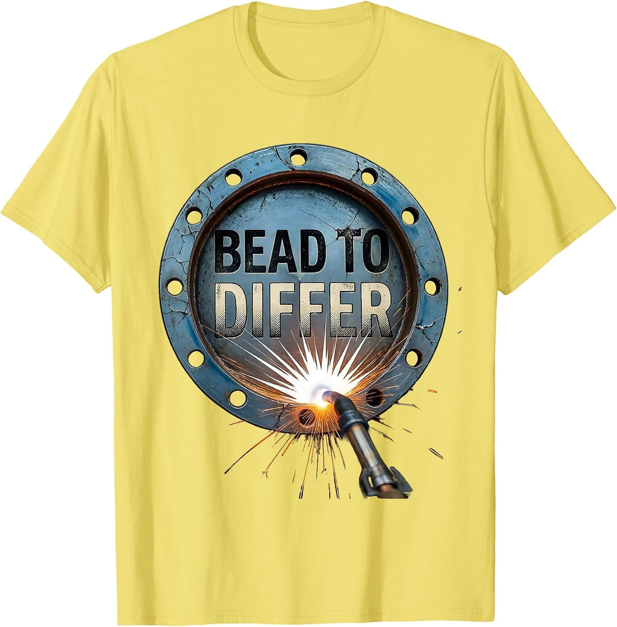 Men's Bead To Differ Distressed Welder Trade Pride Humor T-Shirt - Lemon Yellow