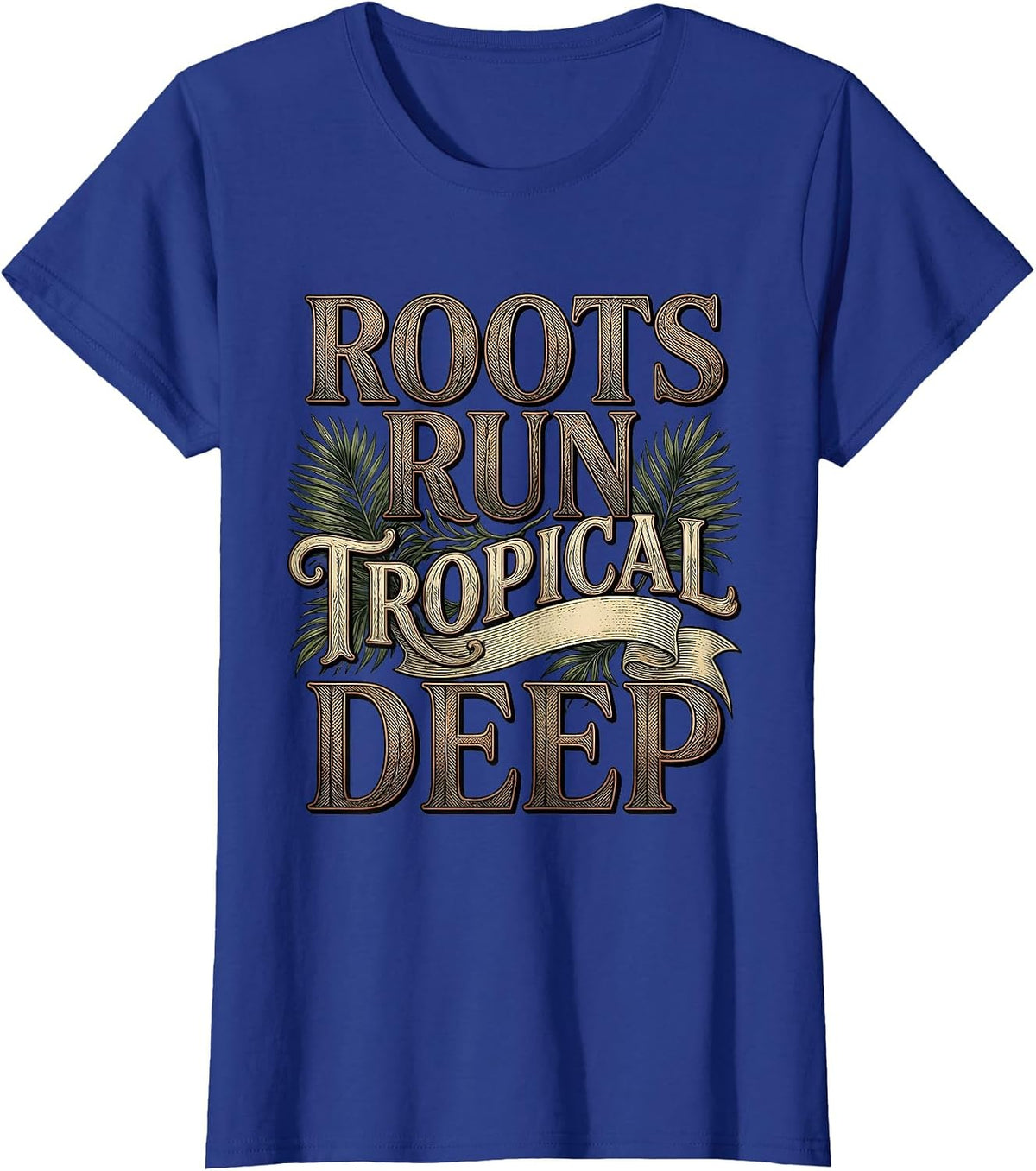 Women's Tropical Heritage Strong Merengue Dancers Design T-Shirt - Royal Blue