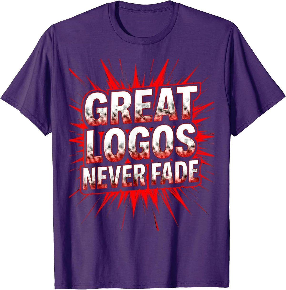 Great Logos Never Fade Graphic Design T-Shirt - Purple