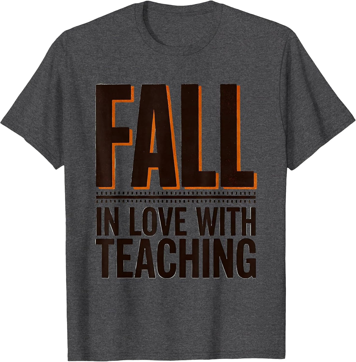 Fall In Love With Teaching Retro Teacher Fall Pride T-Shirt - Dark Heather Grey