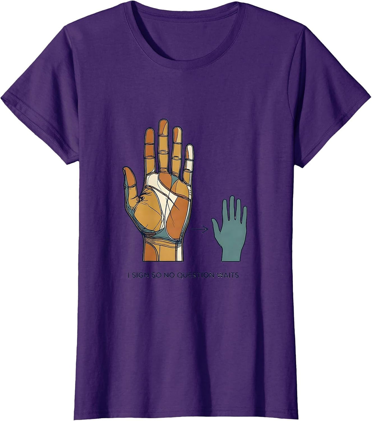 Women's I Sign So No Question Waits ASL Teacher Deaf Awareness T-Shirt - Purple