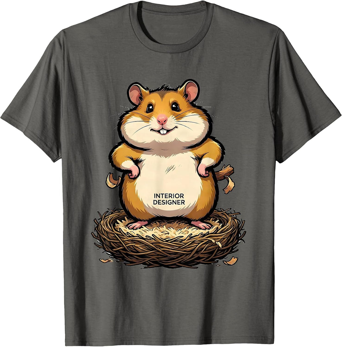 Interior Designer Funny Hamster Meme Cartoon Hamster Lover T-Shirt - Asphalt Grey