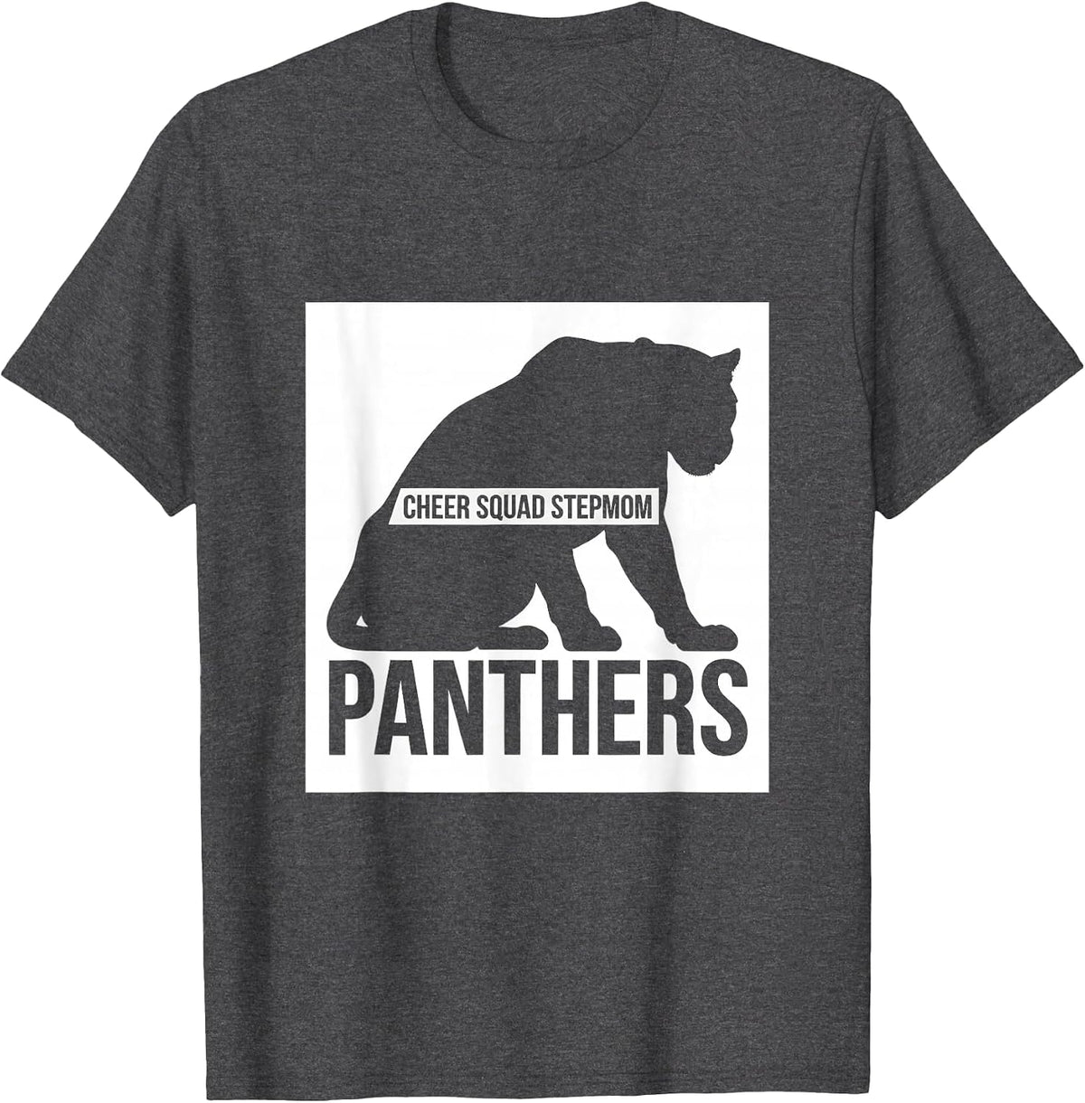 Men's Cheer Squad Stepmom Panthers Silhouette Cheer Mom Fan T-Shirt - Dark Heather Grey