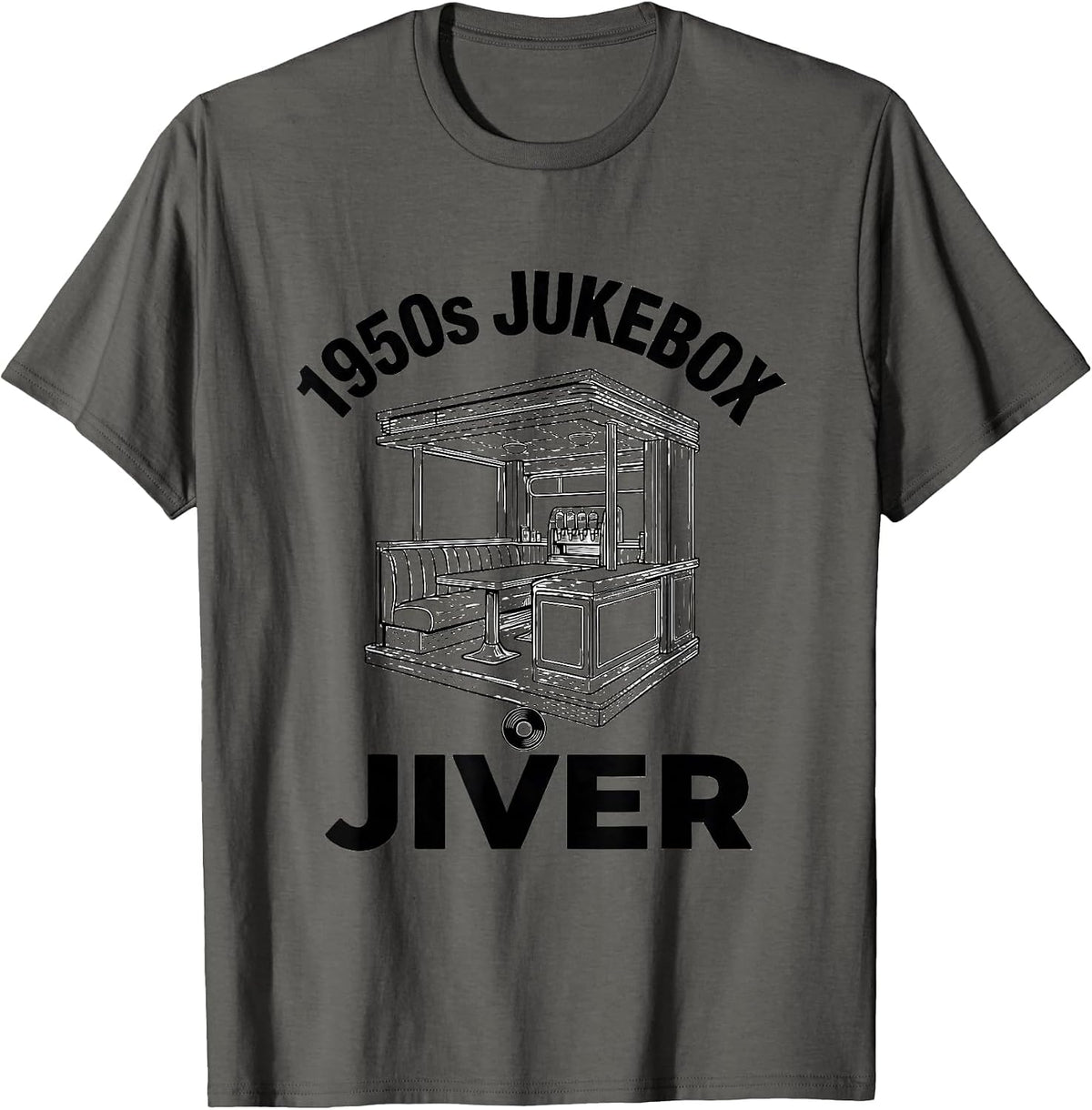 1950s Jukebox Jiver Retro Sock Hop Rockabilly Party Costume T-Shirt - Asphalt Grey