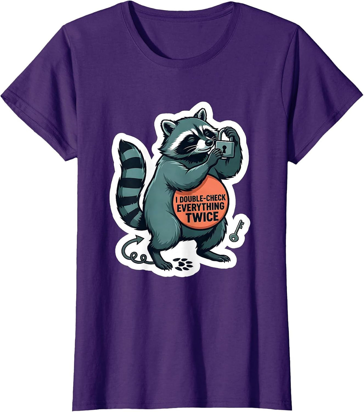 Women's I Double-Check Everything Twice Neurodivergent Humor T-Shirt - Purple